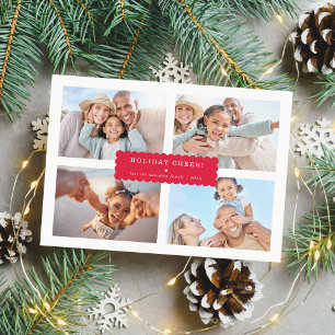 SIMPLE MULTI PHOTO modern minimal scallop banner Holiday Card