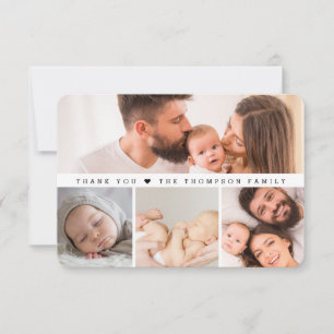 Simple Multi Photos Baby Shower small note Thank You Card