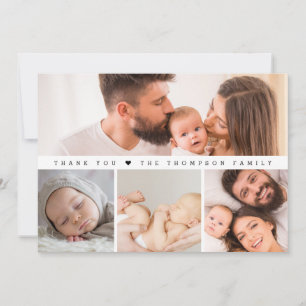 Simple Multi Photos Baby Shower Thank You Card