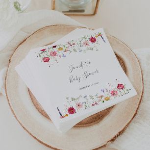 Simple Multicolor Wildflower Baby Shower Napkin