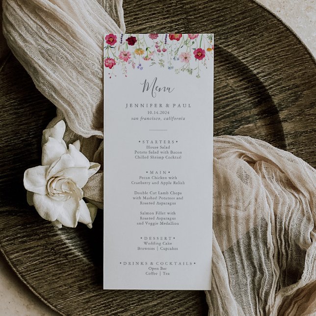 Simple Multicolor Wildflower Dinner Menu (Creator Uploaded)