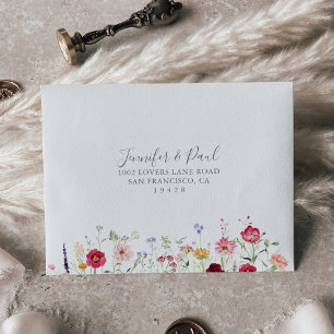 Simple Multicolor Wildflower Self-Addressed RSVP Envelope