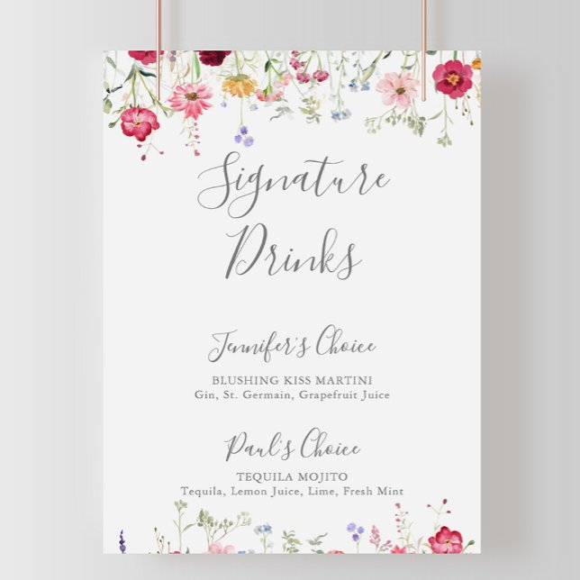 Simple Multicolor Wildflower Signature Drinks Sign (Creator Uploaded)