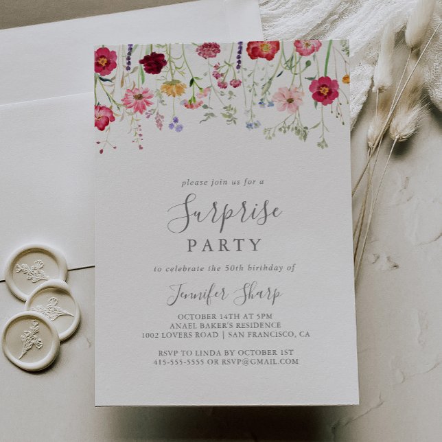 Simple Multicolor Wildflower Surprise Party Invitation (Creator Uploaded)