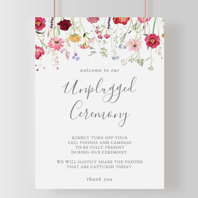 Simple Multicolor Wildflower Unplugged Ceremony  Poster (Creator Uploaded)