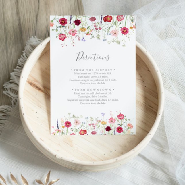 Simple Multicolor Wildflower Wedding Directions Enclosure Card (Creator Uploaded)
