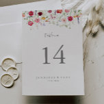 Simple Multicolor Wildflower Wedding Table Number<br><div class="desc">This simple multicolor wildflower wedding table number is perfect for a rustic wedding. The design features a multicolored assortment of pink,  blush,  purple,  yellow,  white,  violet,  red,  burgundy wild flowers.

This is a double sided table number. Add each table number you need to your cart individually.</div>
