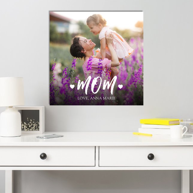 Simple Mum Heart Personalised  Photo Print (Personalized "Mom" custom photo poster. )