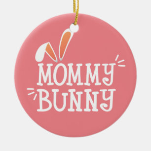 Simple Mummy Bunny Easter Typography Ornament
