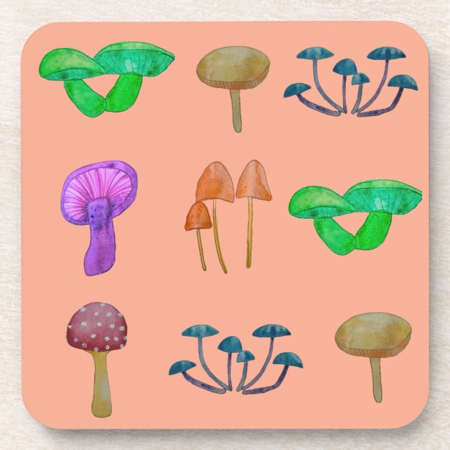 Simple mushroom pattern coaster (Front)