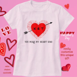 Simple Music Theme Black and Red Valentine's Day T-Shirt