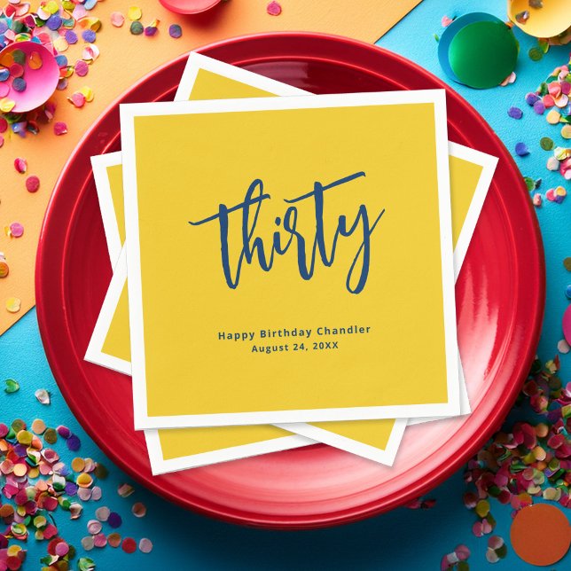 Simple Mustard Yellow 30th Birthday Party Napkin (Creator Uploaded)