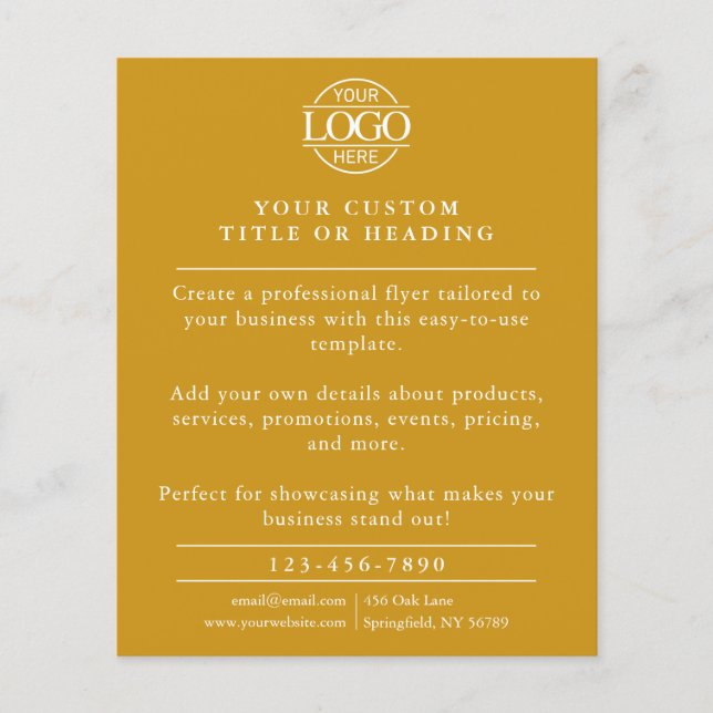 Simple Mustard Yellow Business Logo Promotional Flyer (Front)