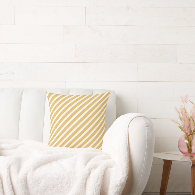 Simple Mustard Yellow White Striped Cushion (Couch)