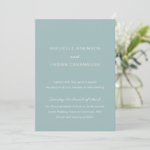 Simple Muted Blue Elegant Wedding Invitation