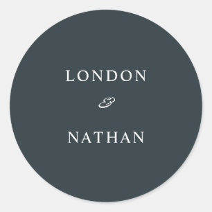 Simple Muted Blue Greenery Classic Round Sticker