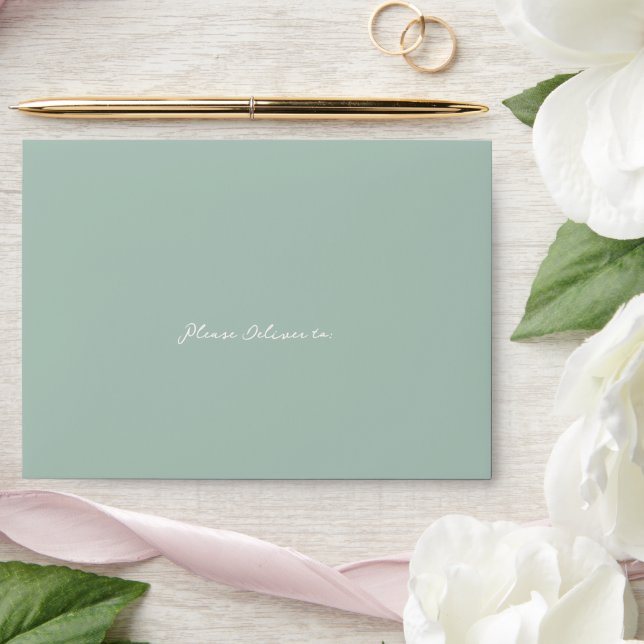 Simple Muted Green Elegant Wedding Envelope (Wedding)