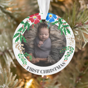 Simple My First Christmas Personalised Baby Photo Ornament