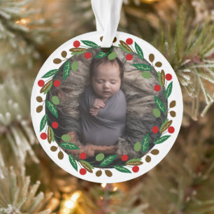 Simple My First Christmas Personalized Baby Photo Ornament