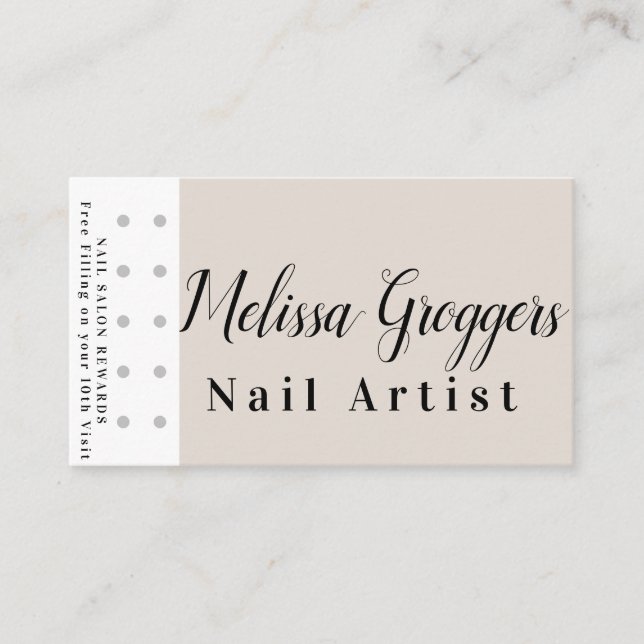 Simple Nail Artist Reward Loyalty Business Card (Front)