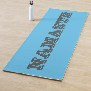 Simple Namaste Blue Grey Typographic Yoga Mat