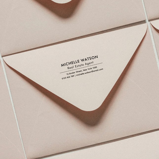 Simple Name & Address Corporate Realty Business Rubber Stamp (Stamp envelopes and letters with a custom address stamp with your business name and contact info)