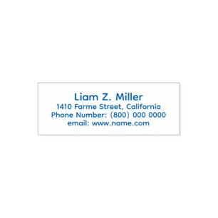 Simple Name Address Information blue Self-inking Stamp