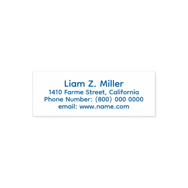 Simple Name Address Information blue Self-inking Stamp (Design)
