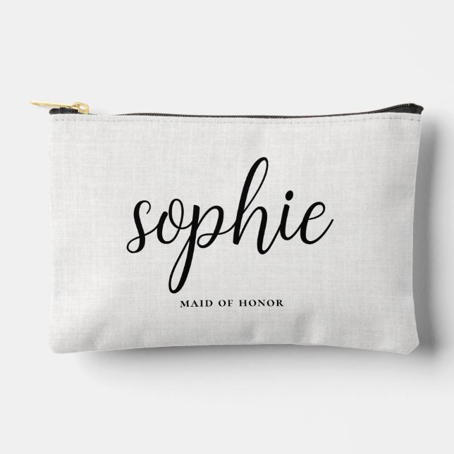 Simple Name Crew Wedding Party Bridesmaid Gift Accessory Pouch (Front)