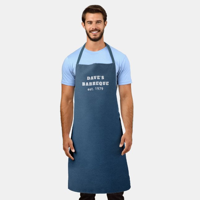 Simple Name Denim Blue Modern Apron (Worn)