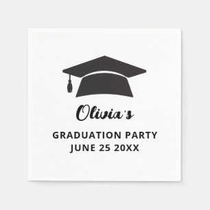 Simple Name Grad Cap Graduation Party Napkin
