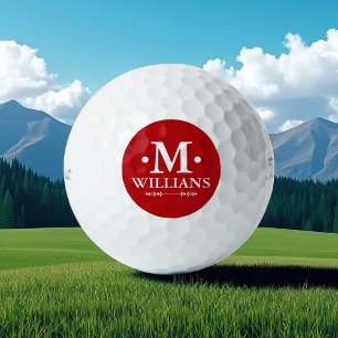Simple Name Initial Letter M dark-red Golf Balls