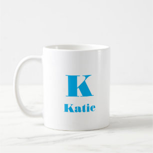 Simple Name Initial Letter Solid Colour sky blue Coffee Mug