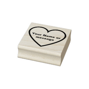 Simple Name or Message Heart Outline Rubber Stamp