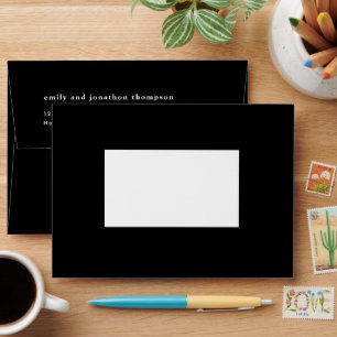 Simple Name Return Address Black Envelope