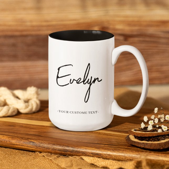 Simple Name Script Custom Text Two-Tone Coffee Mug (Creator Uploaded)