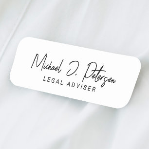 Simple name script professional basic white tag