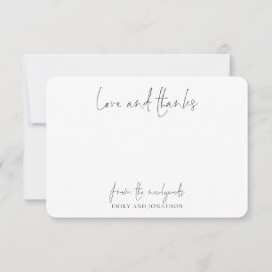 Simple Name Script Wedding Newlywed Love Thanks Thank You Card