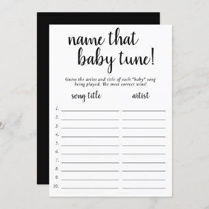 Simple Name That Baby Tune   Black White Game Card