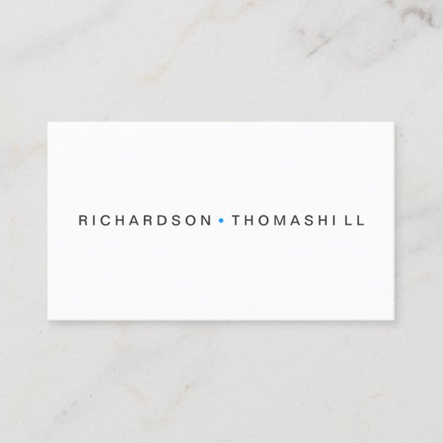 SIMPLE NAME with BLUE DOT Business Card (Front)
