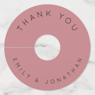 Simple Names Thank You Text Dusty Rose Wedding Win Wine Glass Tag