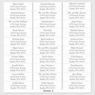 Simple Names Wedding Guest Address Labels