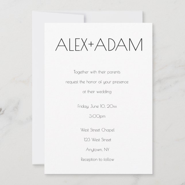 SImple names wedding invitations (Front)