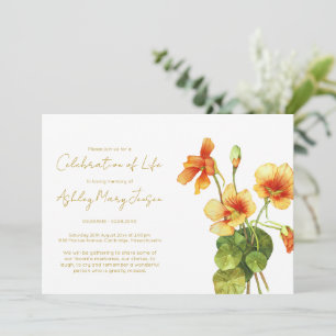 Simple Nasturtium Celebration of Life Funeral Invitation