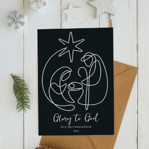 Simple Nativity Religious Christmas Flat Holiday Card