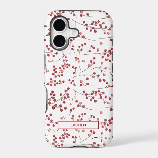 Simple Natural Red Berry Botanical Name Pattern (Back)