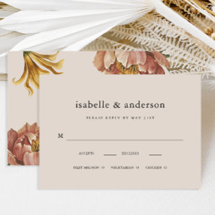 Simple Natural Rustic Floral Meal Choice Wedding RSVP Card