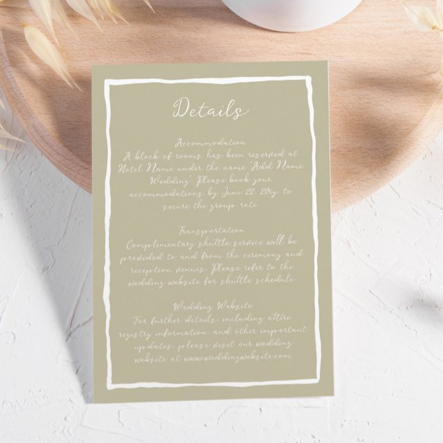 Simple Nature Green Hand Drawn Wedding Details Enclosure Card (Creator Uploaded)