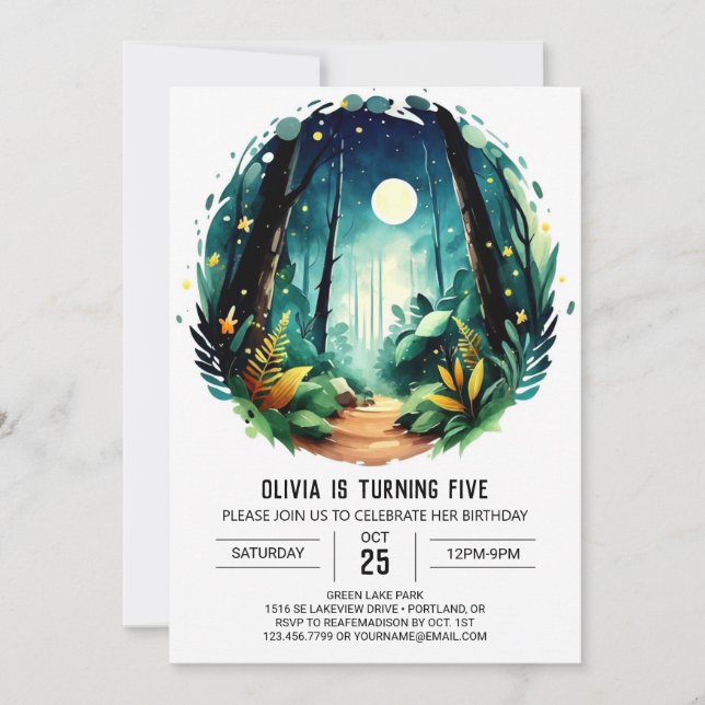 Simple Nature Kids Woodland Birthday Invitation (Front)