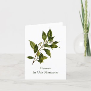 Simple Nature Tree Leaf Branch Condolence Funeral Card